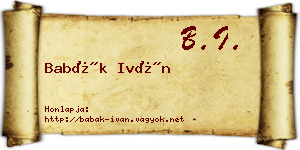 Babák Iván névjegykártya